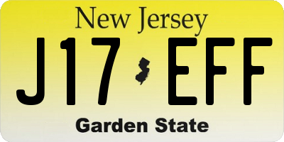 NJ license plate J17EFF