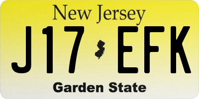 NJ license plate J17EFK