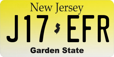 NJ license plate J17EFR