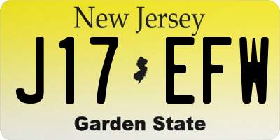 NJ license plate J17EFW