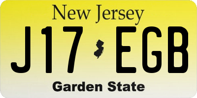 NJ license plate J17EGB