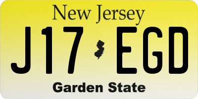NJ license plate J17EGD