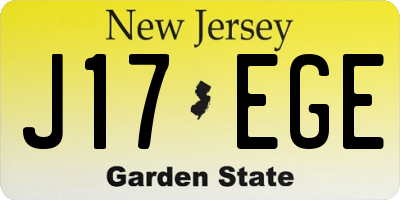 NJ license plate J17EGE