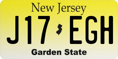 NJ license plate J17EGH