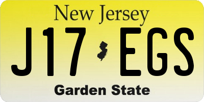 NJ license plate J17EGS