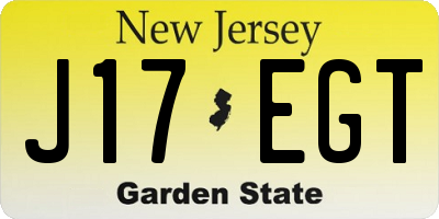 NJ license plate J17EGT