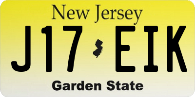 NJ license plate J17EIK
