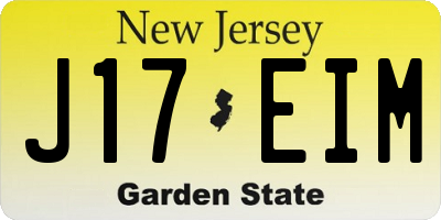 NJ license plate J17EIM