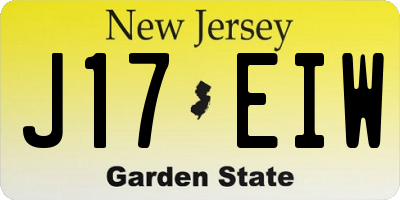 NJ license plate J17EIW