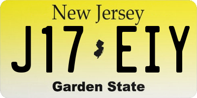 NJ license plate J17EIY