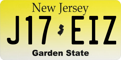NJ license plate J17EIZ