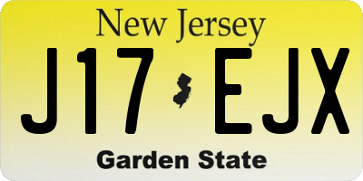 NJ license plate J17EJX
