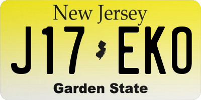 NJ license plate J17EKO