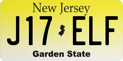 NJ license plate J17ELF