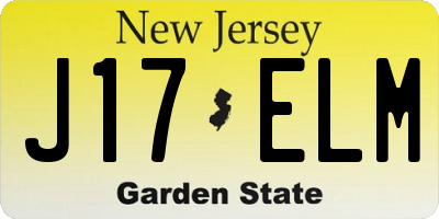 NJ license plate J17ELM