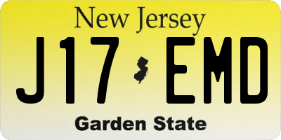 NJ license plate J17EMD