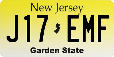 NJ license plate J17EMF