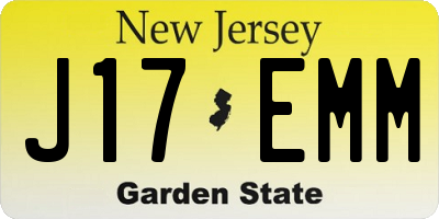 NJ license plate J17EMM