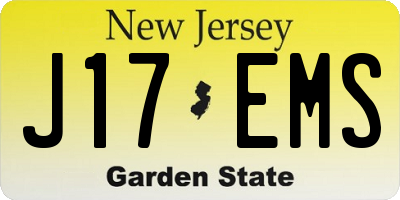 NJ license plate J17EMS