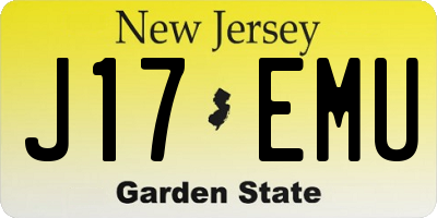 NJ license plate J17EMU