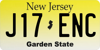 NJ license plate J17ENC