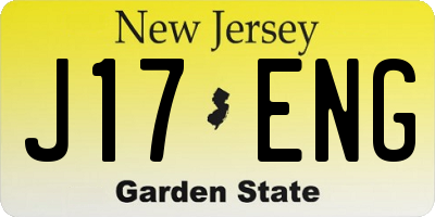 NJ license plate J17ENG