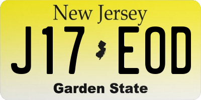 NJ license plate J17EOD
