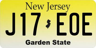 NJ license plate J17EOE