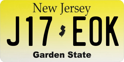 NJ license plate J17EOK
