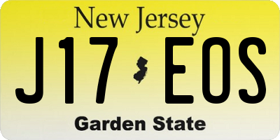 NJ license plate J17EOS