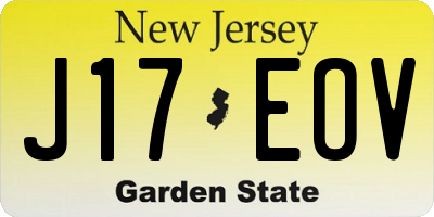 NJ license plate J17EOV