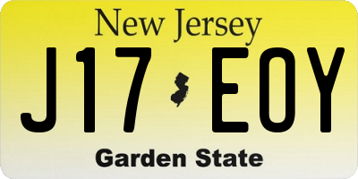 NJ license plate J17EOY