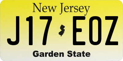 NJ license plate J17EOZ