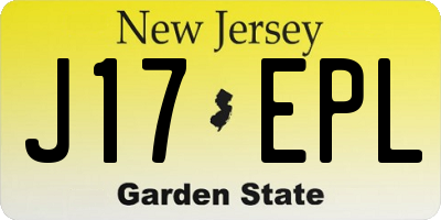 NJ license plate J17EPL