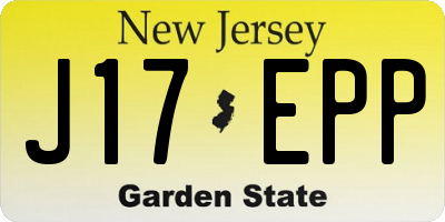 NJ license plate J17EPP