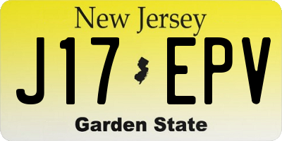NJ license plate J17EPV