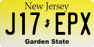 NJ license plate J17EPX