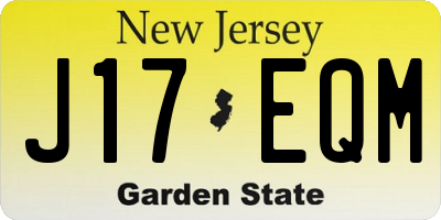 NJ license plate J17EQM