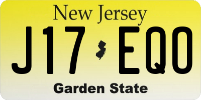 NJ license plate J17EQO