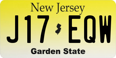 NJ license plate J17EQW