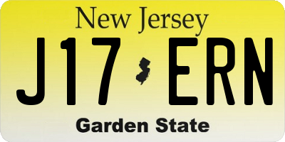 NJ license plate J17ERN