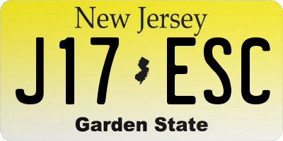 NJ license plate J17ESC