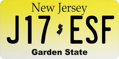 NJ license plate J17ESF