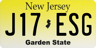 NJ license plate J17ESG