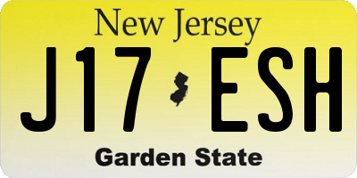 NJ license plate J17ESH