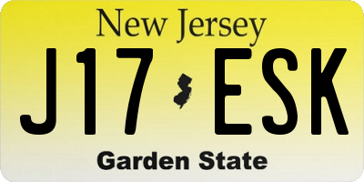 NJ license plate J17ESK