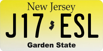 NJ license plate J17ESL