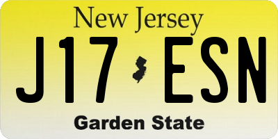 NJ license plate J17ESN