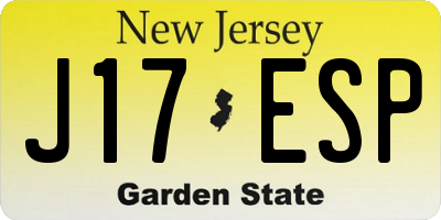 NJ license plate J17ESP