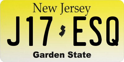 NJ license plate J17ESQ